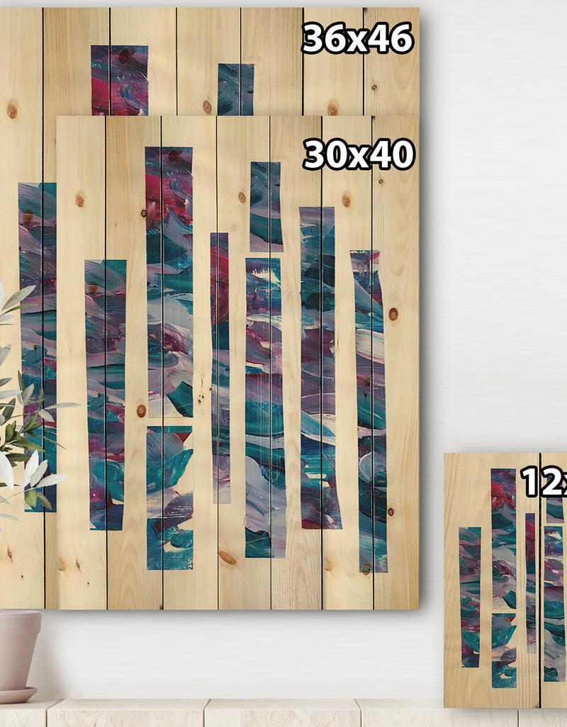 DesignQ Ribbons Of Jewels I - Modern Geometric Print On Natural Pine Wood