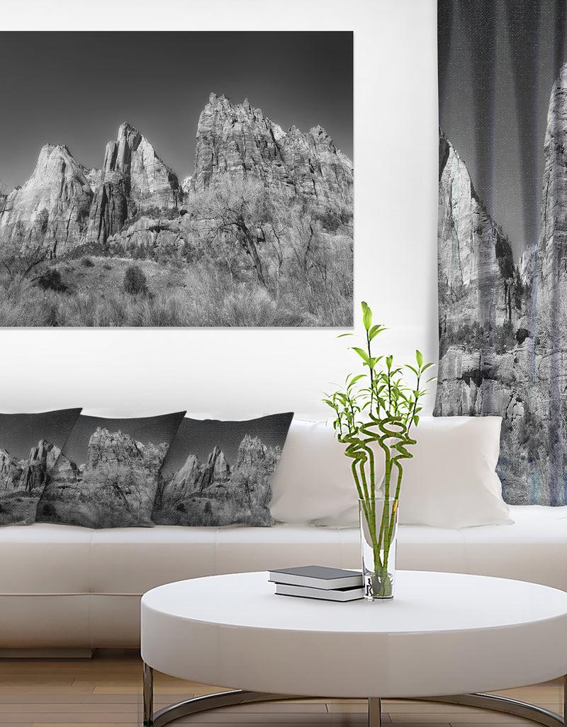 DesignQ Rising Red Rocks Black and White - Landscape Art Canvas Print