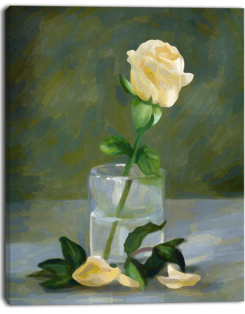 DesignQ Rose Flower In Glass Watercolor - Extra Large Floral Canvas Art