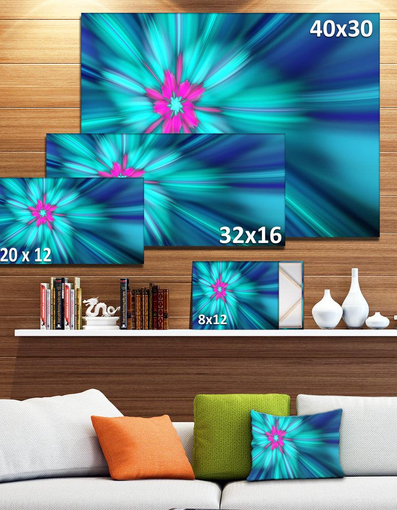 DesignQ Rotating Blue Fireworks - Extra Large Floral Wall Art On Canvas