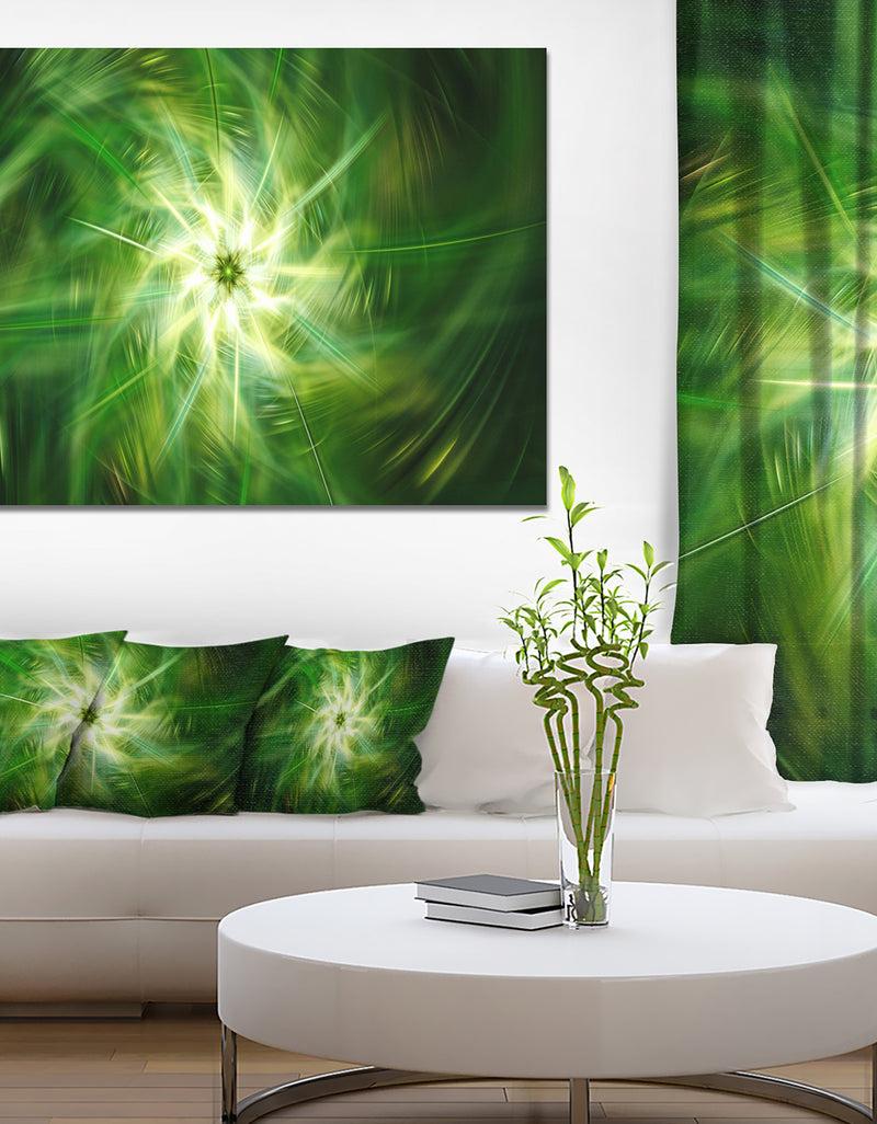 DesignQ Rotating Fractal Green Fireworks - Extra Large Floral Wall Art On Canvas