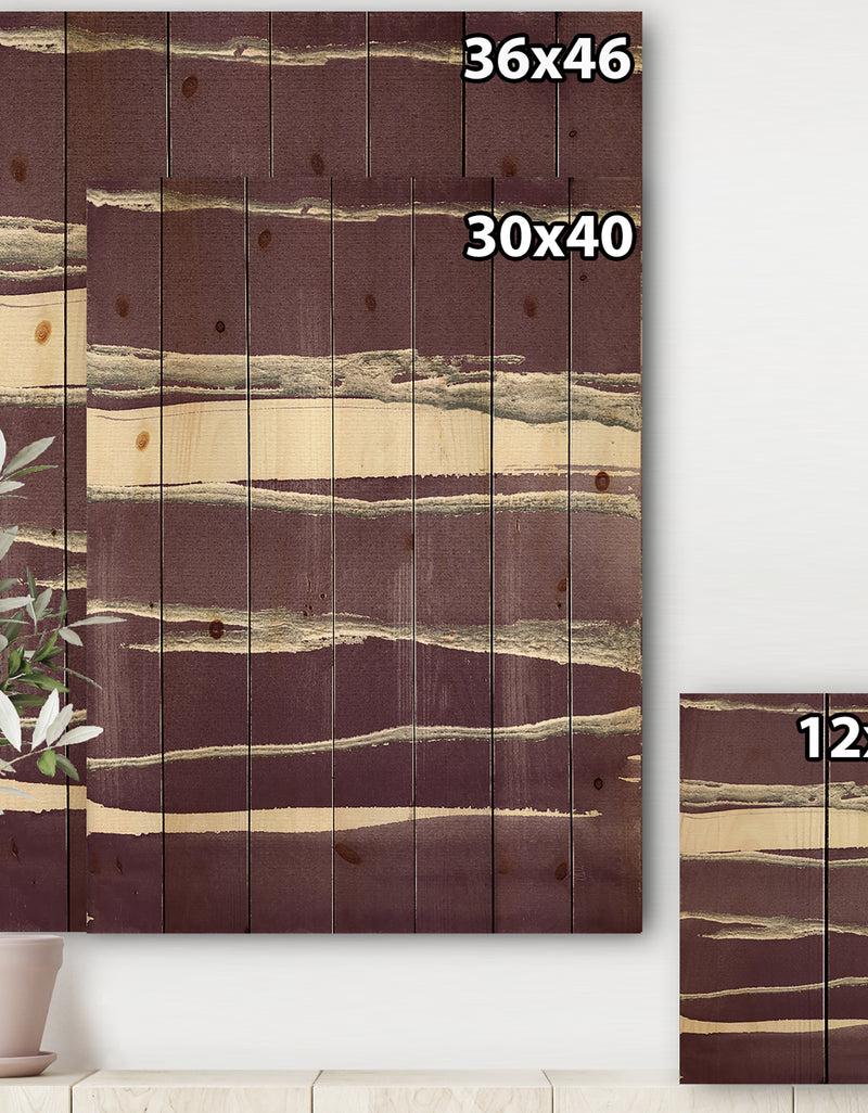 DesignQ Shabby Watercolor On Purple III - Shabby Chic Print On Natural Pine Wood
