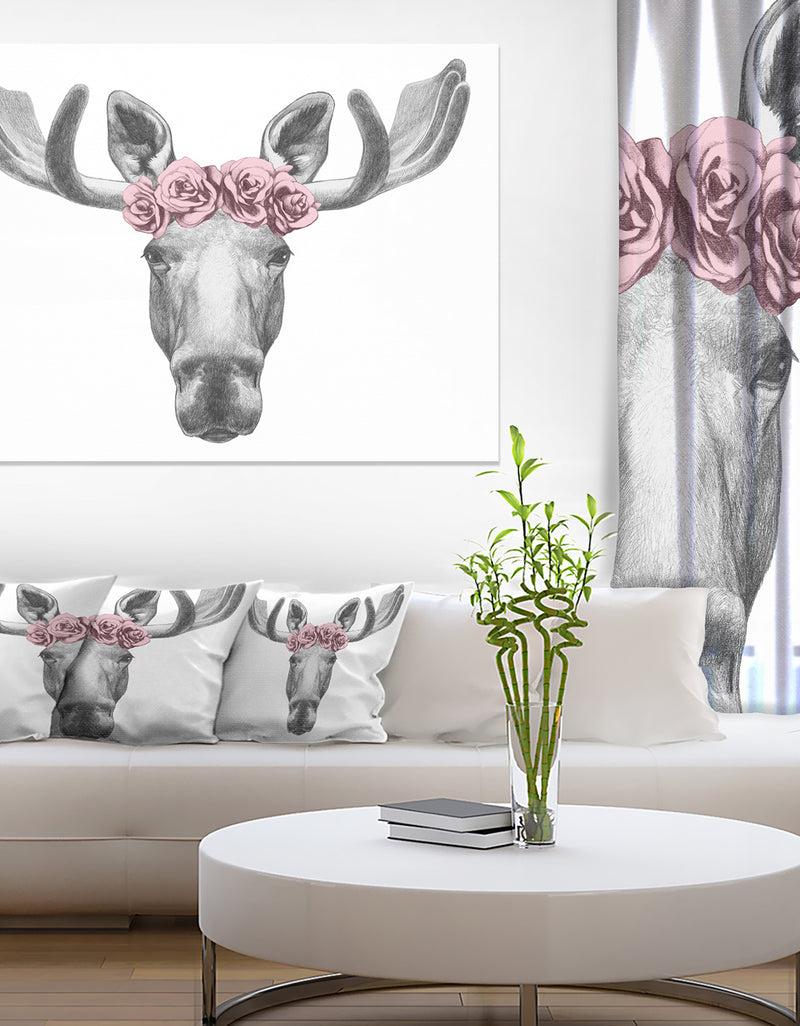 DesignQ Silver Orchid Moose With Floral Head Wreath
