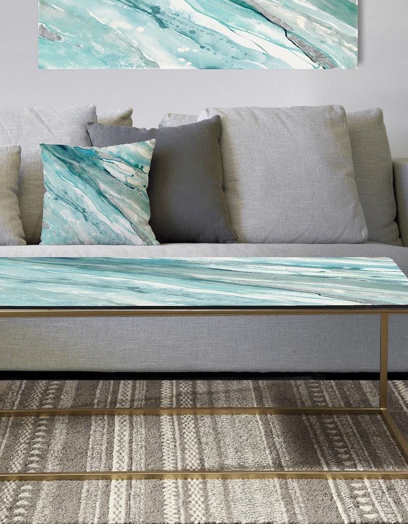 DesignQ Silver Springs II Blue Green - Metal Traditional Coffee Table