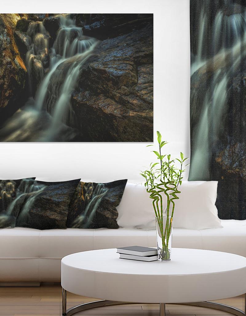 DesignQ Slow Motion Waterfall In Summer - Landscape Art Canvas Print