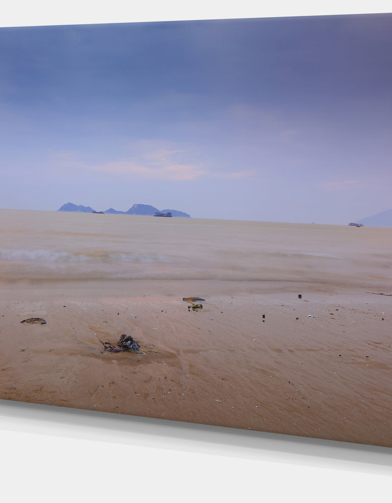 DesignQ Soft Blue Sunset At Lung Kwu Tan Beach - Landscape Artwork Canvas