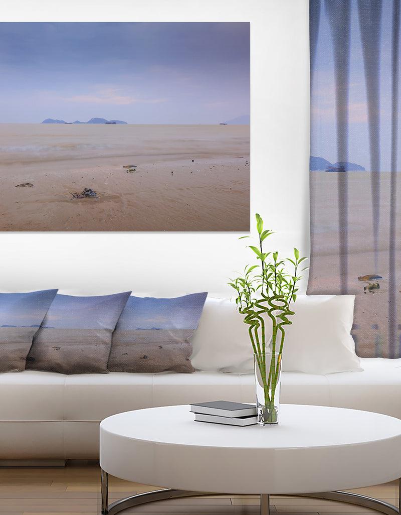 DesignQ Soft Blue Sunset at Lung Kwu Tan Beach - Landscape Artwork Canvas
