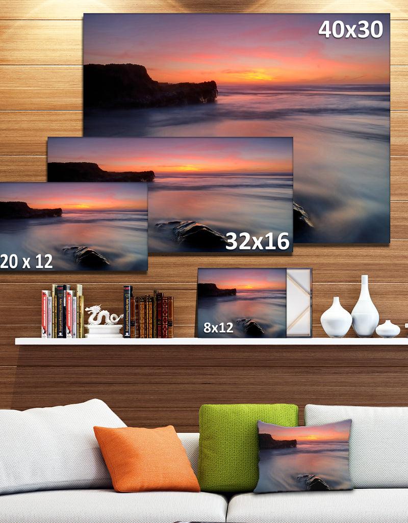 DesignQ Softness In The Tide Magoito Beach - Contemporary Seascape Art Canvas