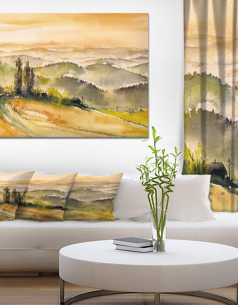 DesignQ South Styria Sunset View - Landscapes Painting Print on Wrapped Canvas