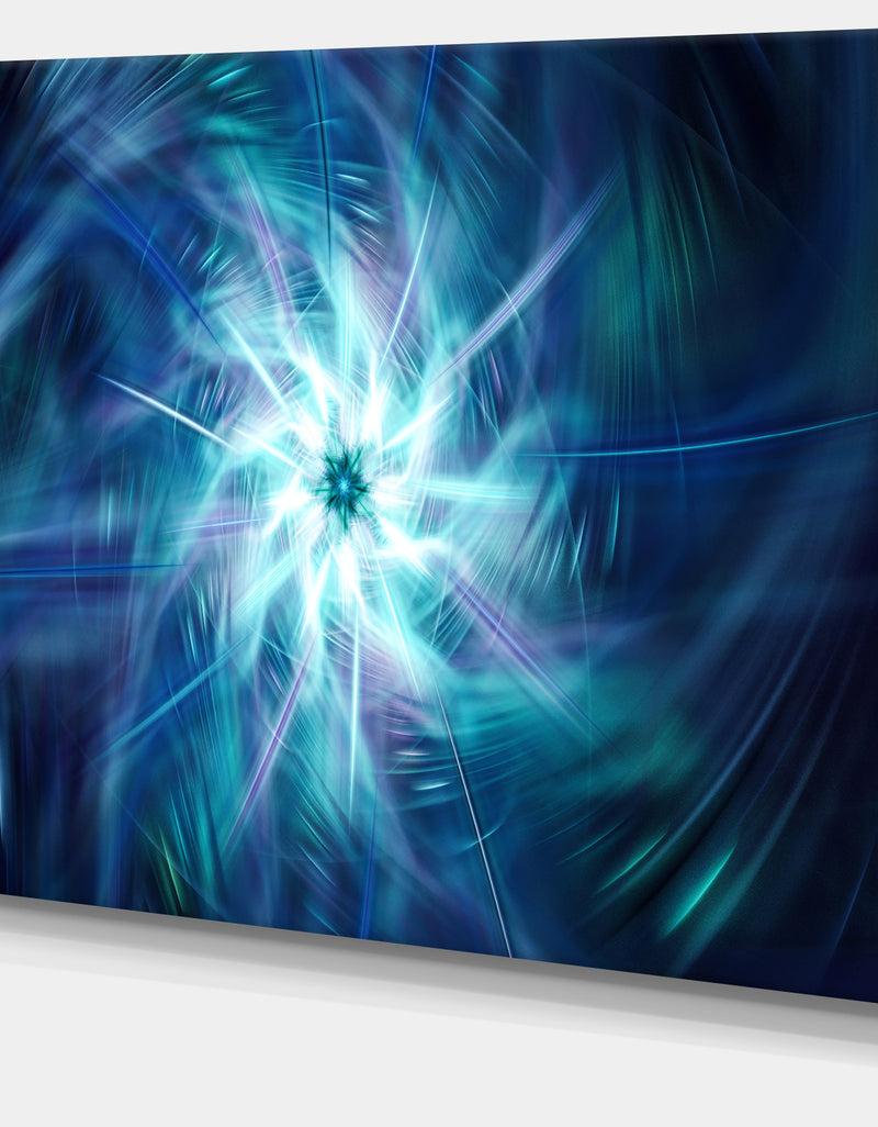DesignQ Splaying Bright Blue Fireworks - Floral Wall Art On Canvas