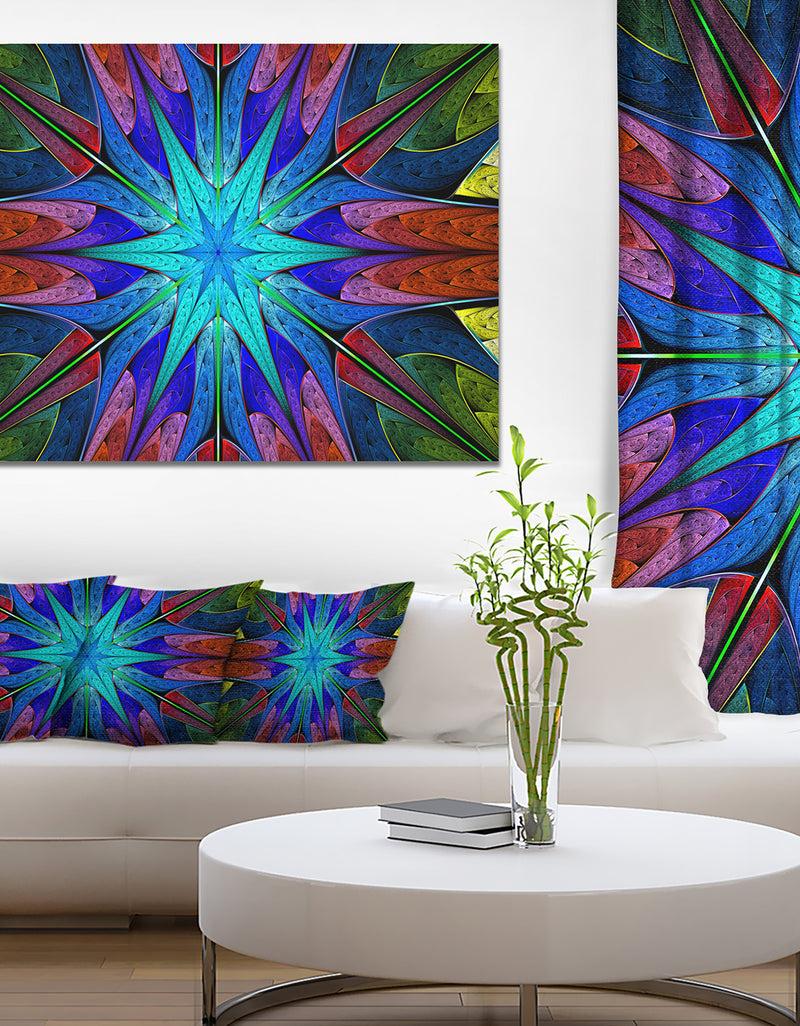 DesignQ Stained Glass With Multi-Color Stars - Abstract Wall Art Canvas