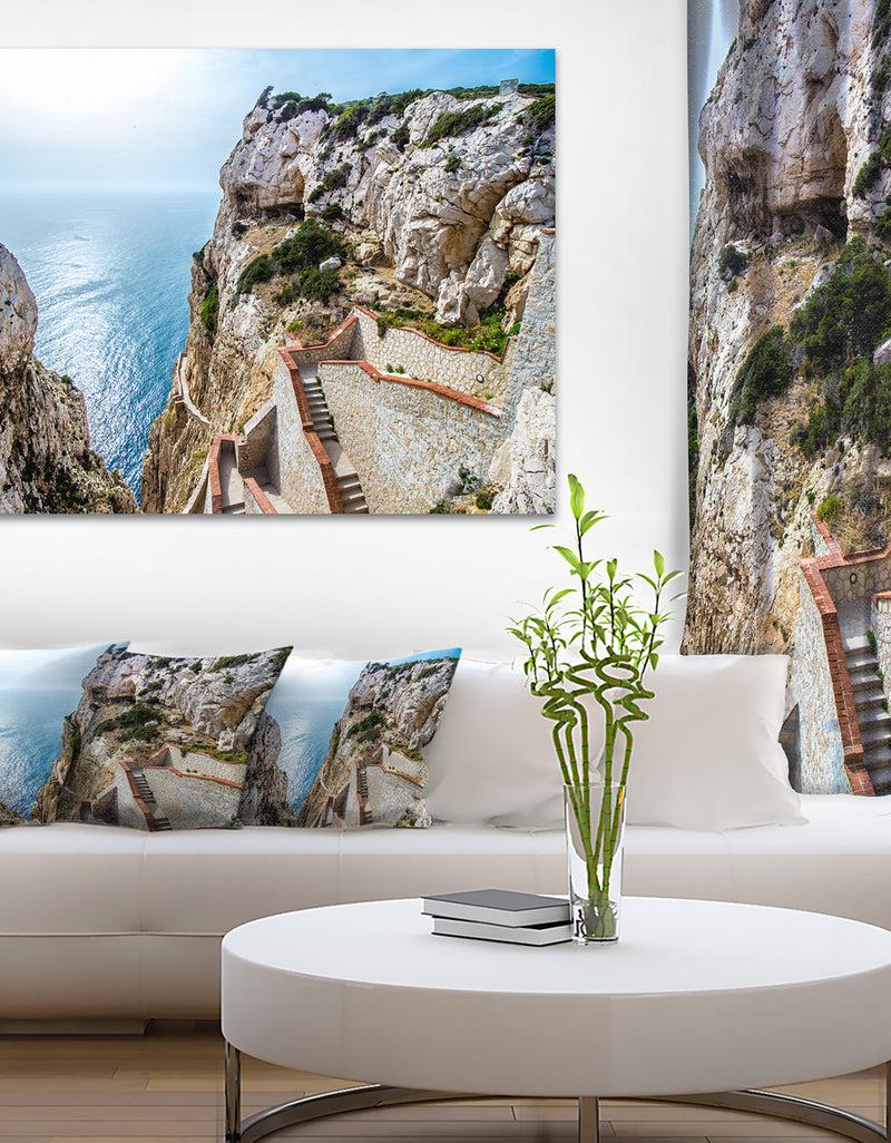 DesignQ Stairway to Neptune's Grotto - Seashore Canvas Wall Artwork