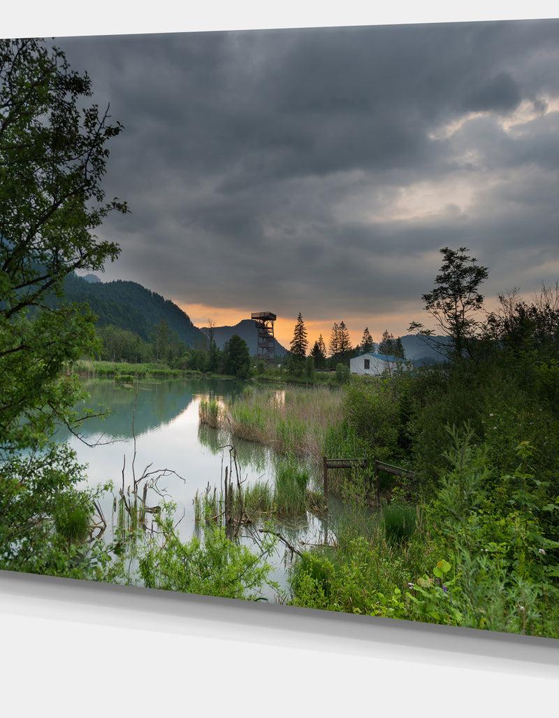 DesignQ Stormy Weather Over Swamp - Landscape Wall Artwork