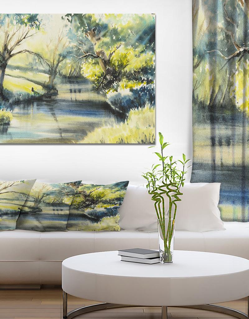 DesignQ Summer rural - Landscapes Painting Print on Wrapped Canvas