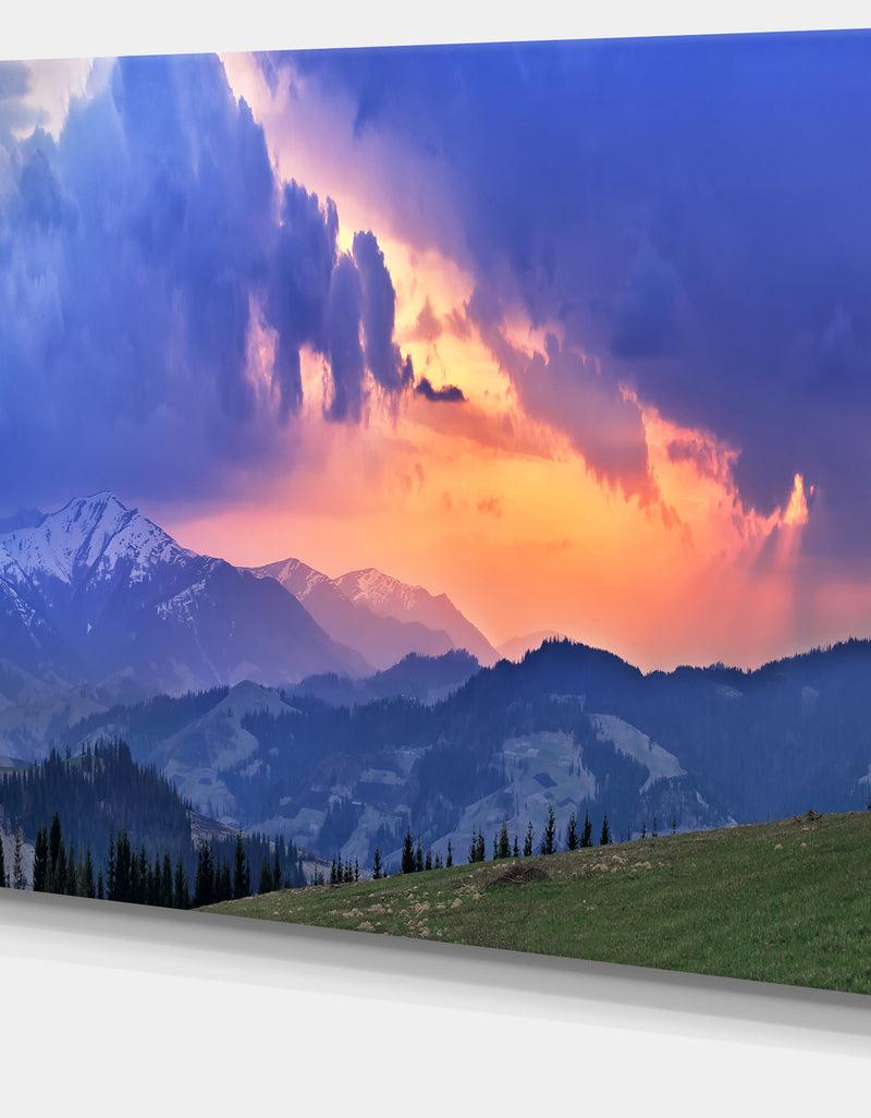DesignQ Sunny Spring Evening Panorama - Oversized Landscape Wall Art Print