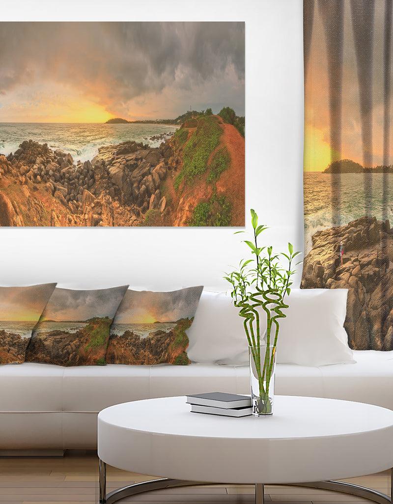 DesignQ Sunrise at Romantic Beach at Sri Lanka - Landscape Artwork Canvas
