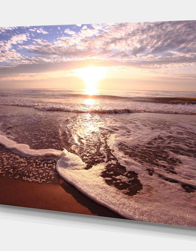 DesignQ Sunrise At The Beach - Sea & Shore Photography On Wrapped Canvas