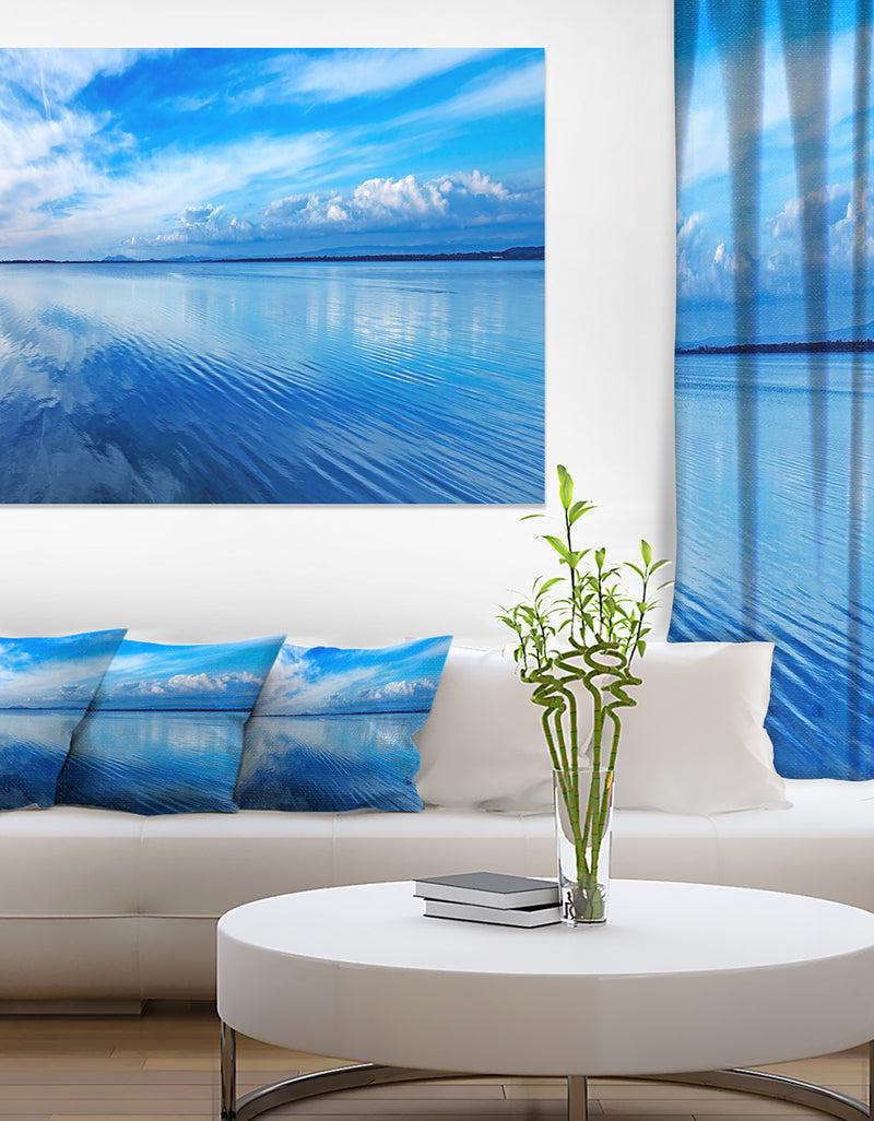 DesignQ Sunset Blue Panoramic Landscape - Oversized Landscape Wall Art Print