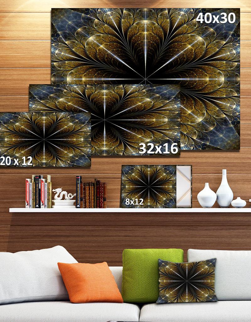 DesignQ Symmetrical Gold Fractal Flower - Abstract Wall Art On Canvas