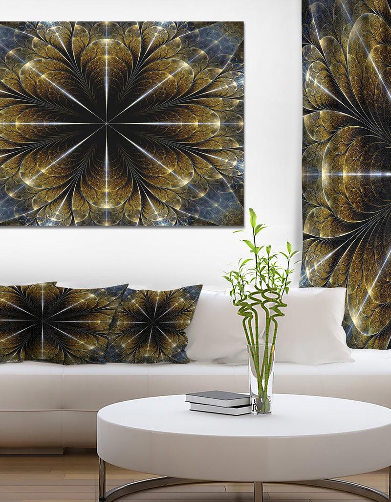 DesignQ Symmetrical Gold Fractal Flower - Abstract Wall Art on Canvas