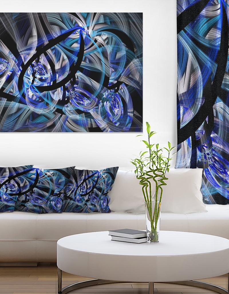 DesignQ Symmetrical Spiral Blue Flower - Large Floral Canvas Art Print