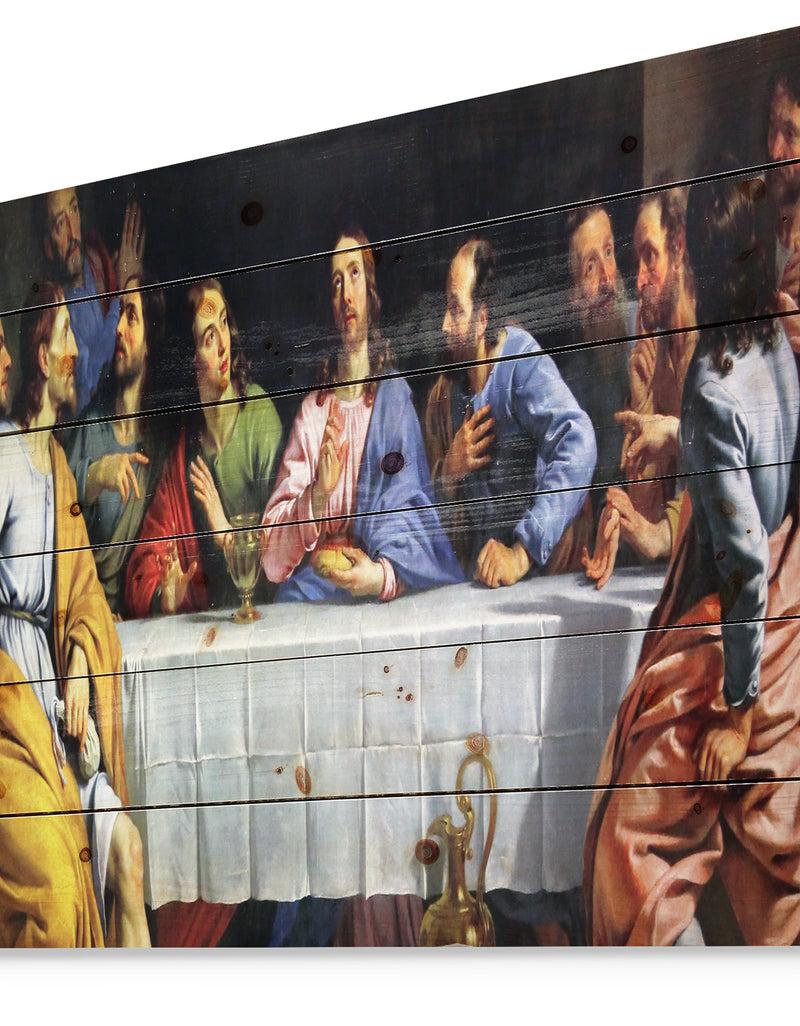 DesignQ The Last Supper - Religious Print On Natural Pine Wood