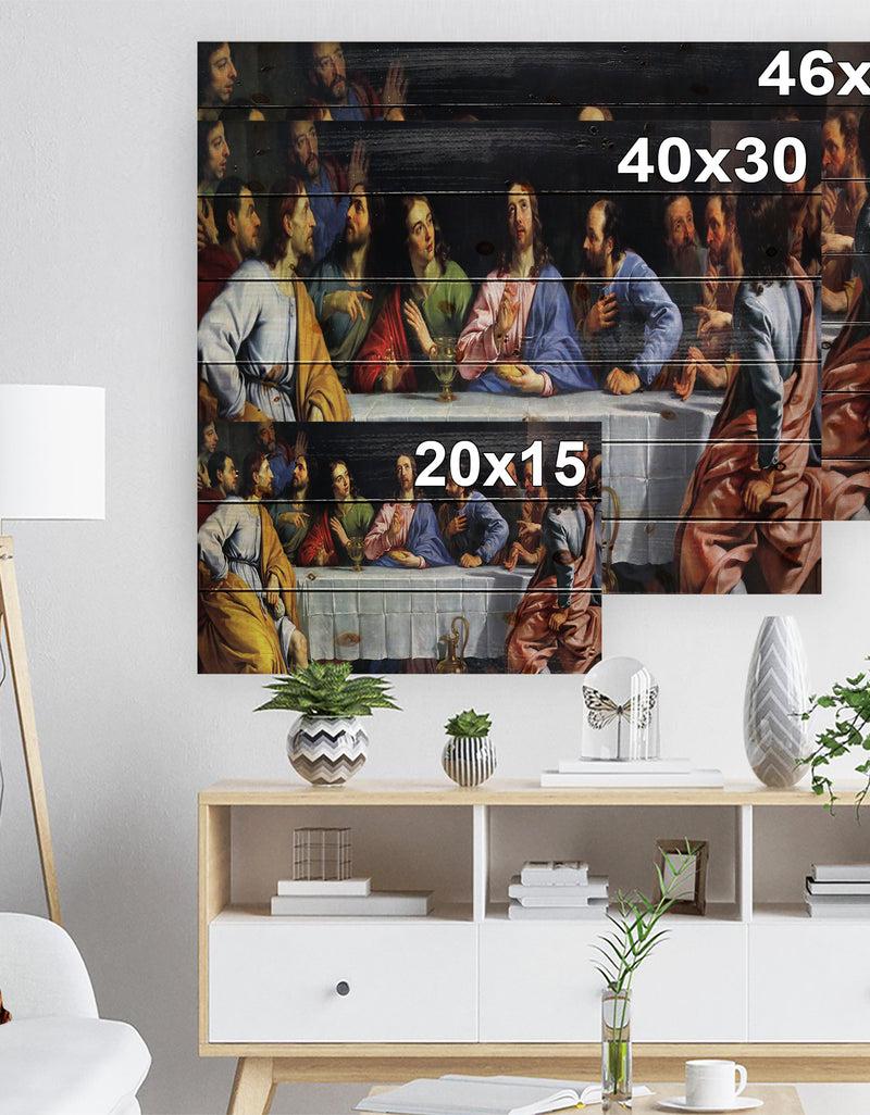 DesignQ The Last Supper - Religious Print On Natural Pine Wood