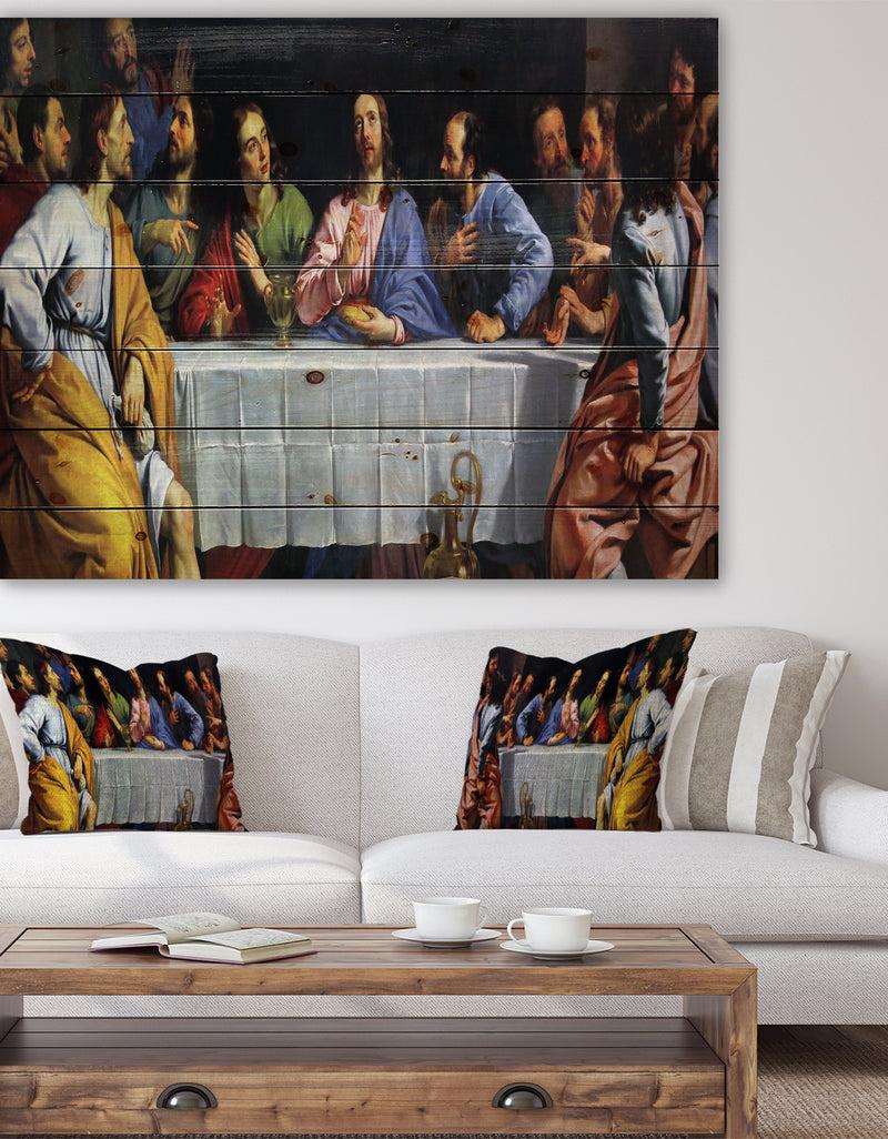 DesignQ The Last Supper - Religious Print on Natural Pine Wood