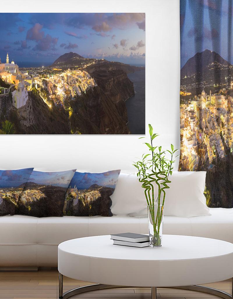 DesignQ Thira Santorini Greece Panorama - Landscape Print Wall Artwork