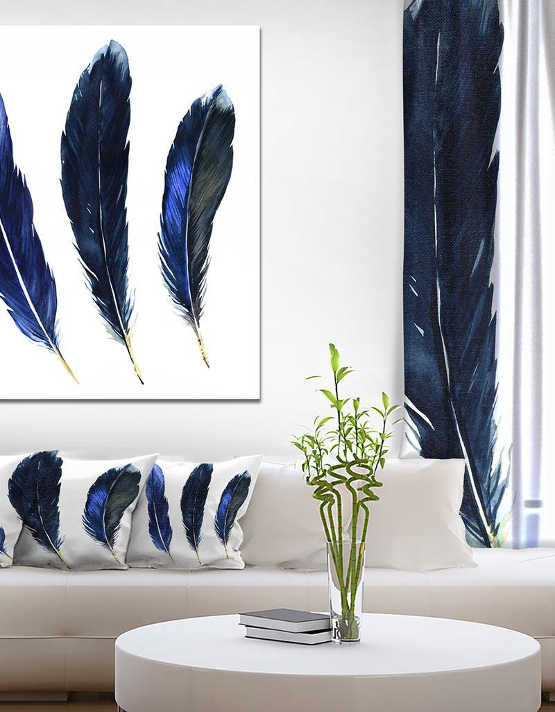 DesignQ Three Feathers - Animals Painting Print On Wrapped Canvas