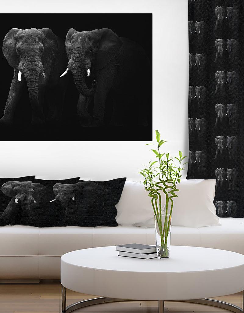 DesignQ Two African Elephant Bulls - Africa Animals Photography on Wrapped Canvas