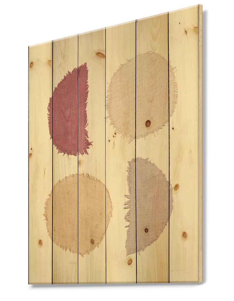 DesignQ Unique Beige Circle Designs II - Modern Transitional Print On Natural Pine Wood