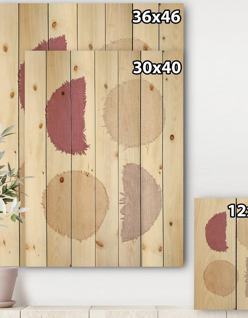 DesignQ Unique Beige Circle Designs II - Modern Transitional Print On Natural Pine Wood