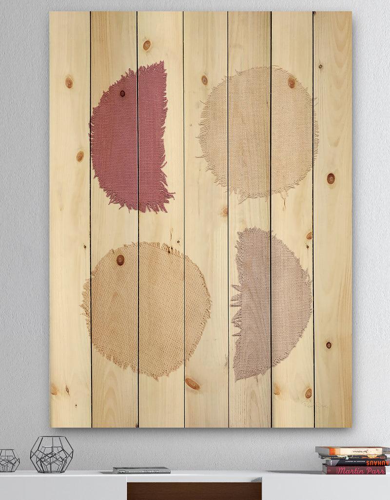 DesignQ Unique Beige Circle Designs II - Modern Transitional Print on Natural Pine Wood