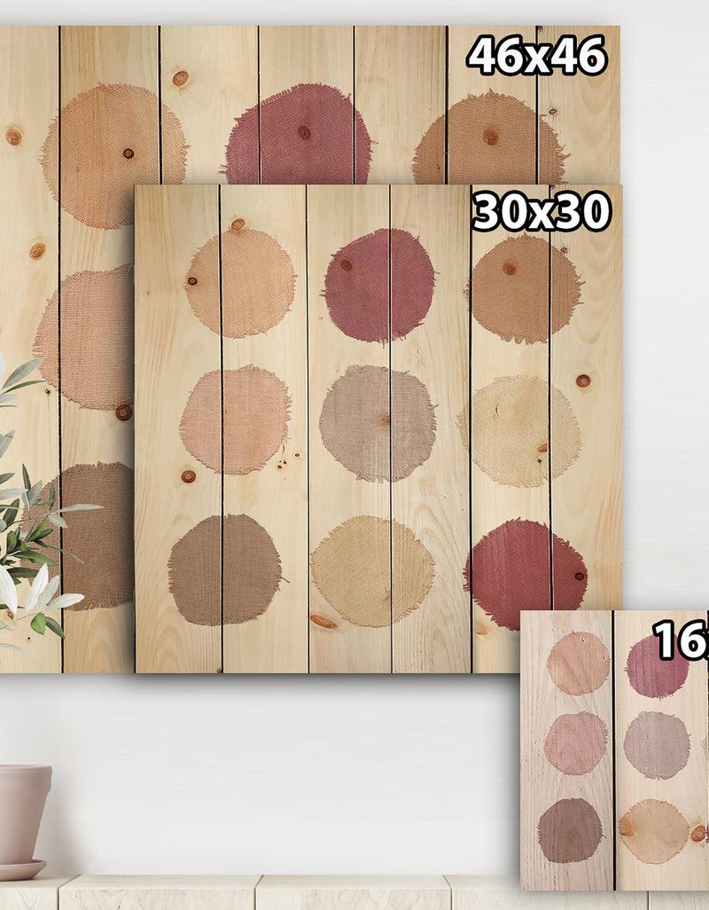 DesignQ Unique Beige Circle Designs - Modern Transitional Print On Natural Pine Wood