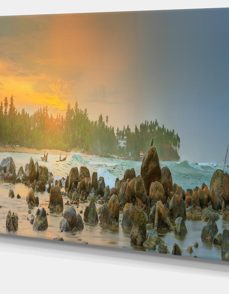 DesignQ Untouched Tropical Beach Panorama - Extra Large Landscape Canvas Art Print