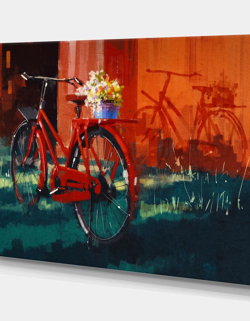 DesignQ Vintage Bicycle With Bucket - Cottage Canvas Wall Art