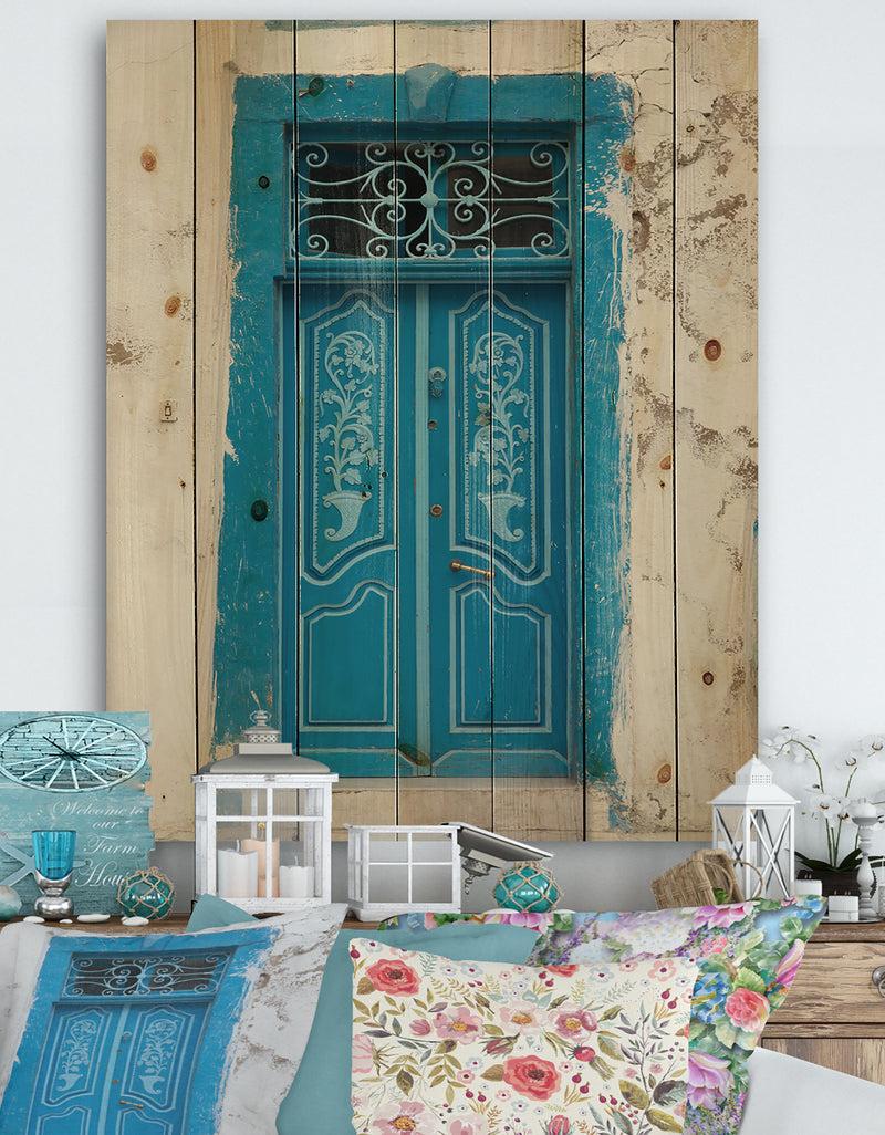 DesignQ Vintage Door in Tunesia - Vintage Print on Natural Pine Wood