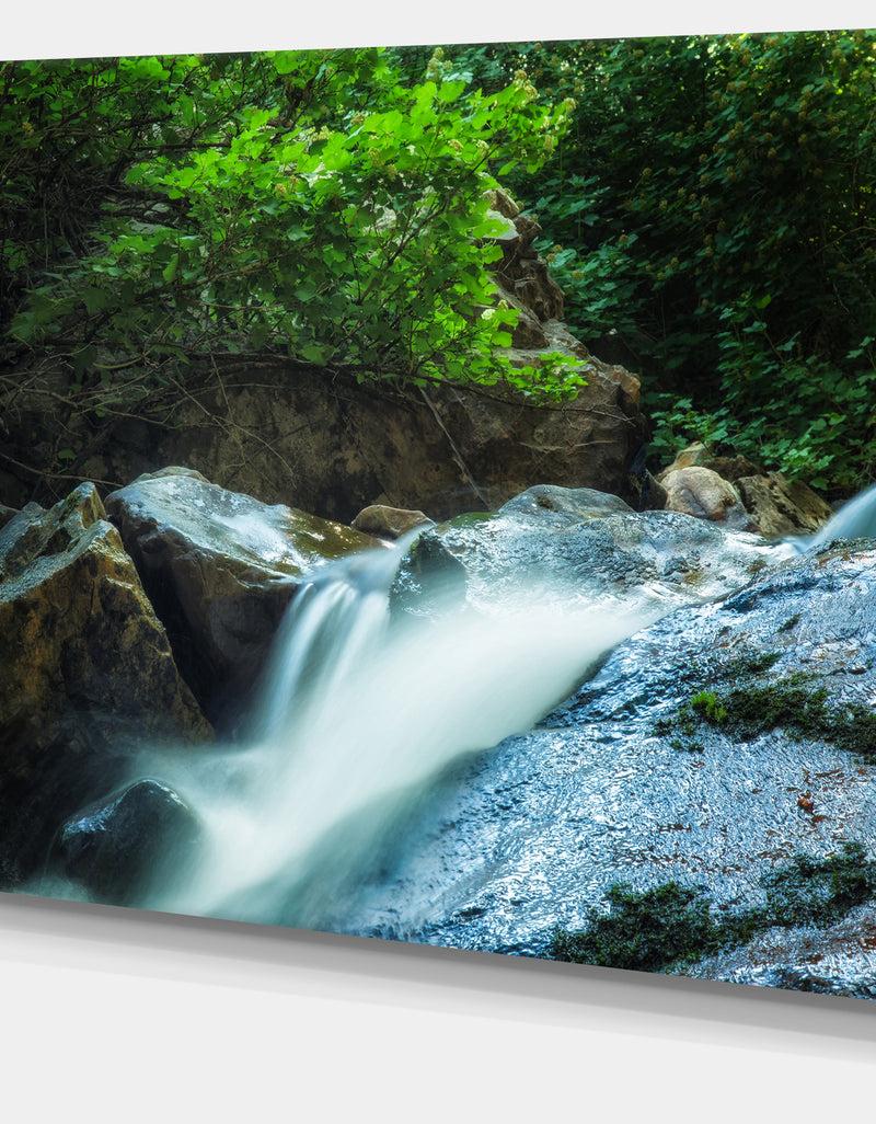 DesignQ Water Slide Over The Moss - Landscape Art Canvas Print