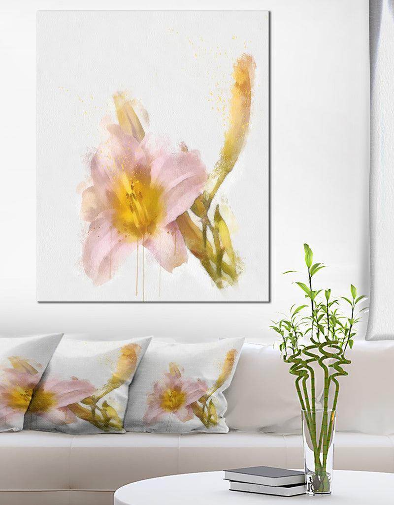 DesignQ Watercolor Lily With Color Splashes - Extra Large Floral Canvas Art