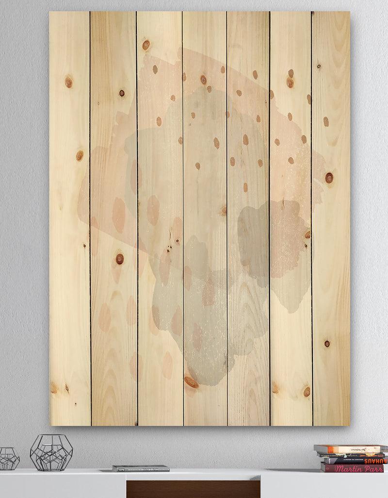 DesignQ Watercolor Minimal Blush II - Transitional Print on Natural Pine Wood