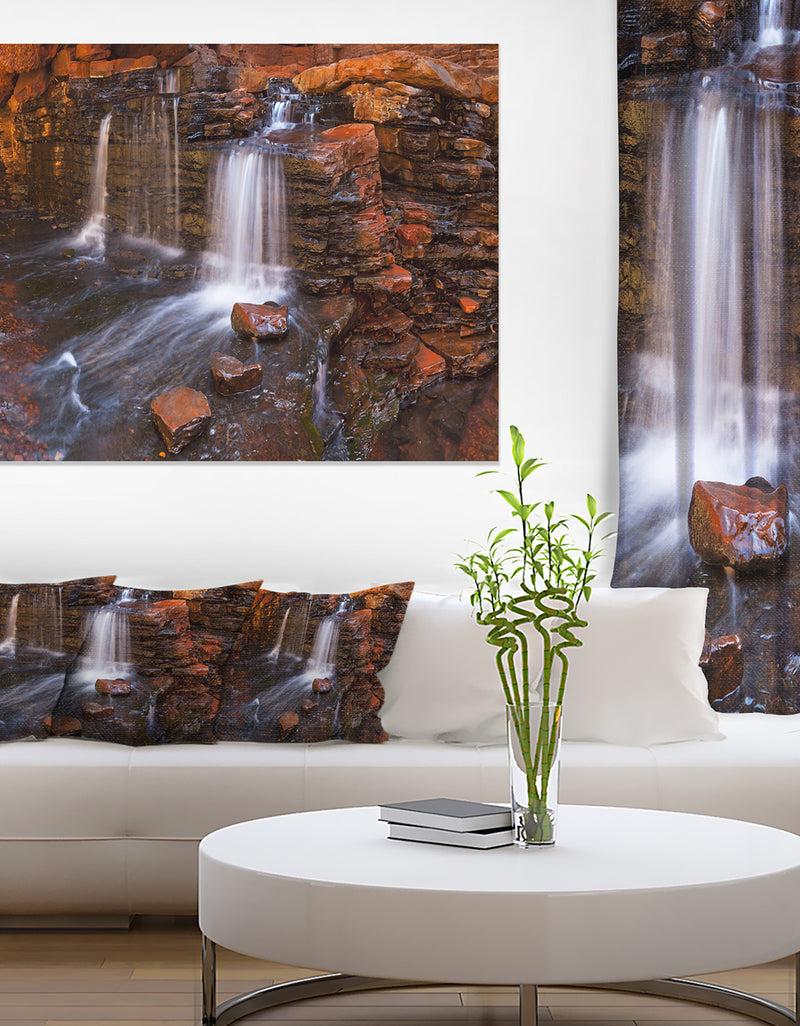 DesignQ Waterfall in Hancock Gorge - Landscape Wall Art Canvas Print