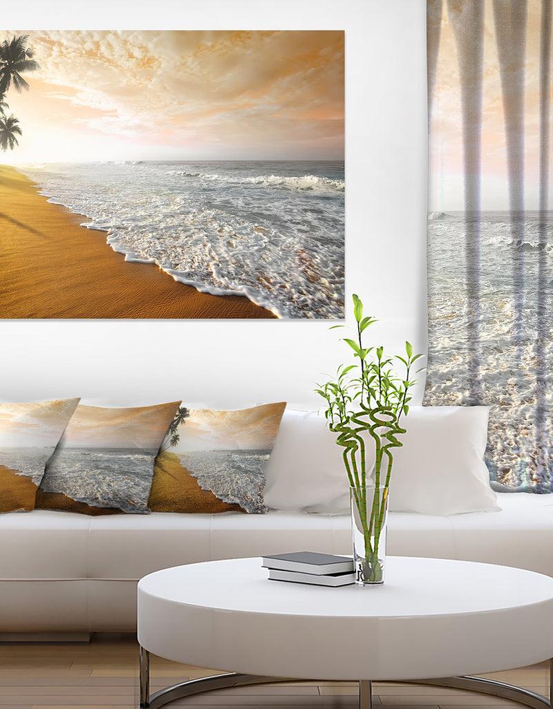DesignQ Wavy Clouds Over Seashore - Extra Large Seascape Art Canvas