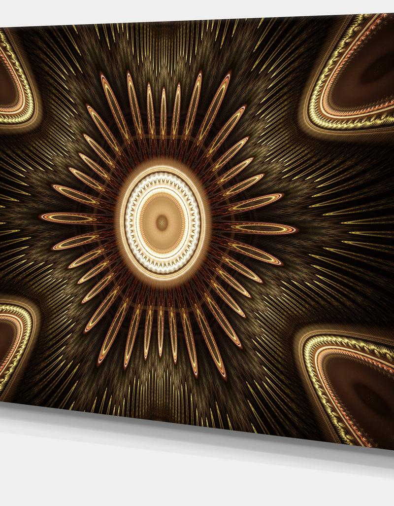 DesignQ White Brown Rounded Fractal Flower - Large Floral Canvas Art Print