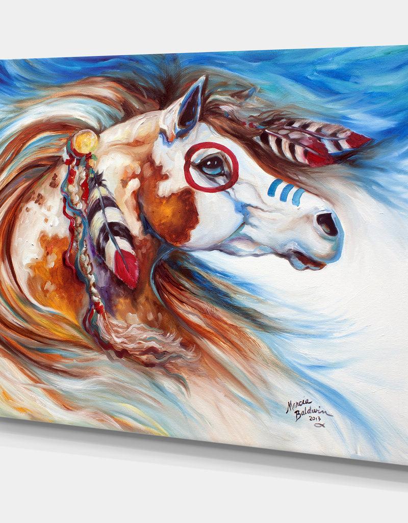 DesignQ Wind Of Thunder Indian War Horse - Cottage Canvas Art Print