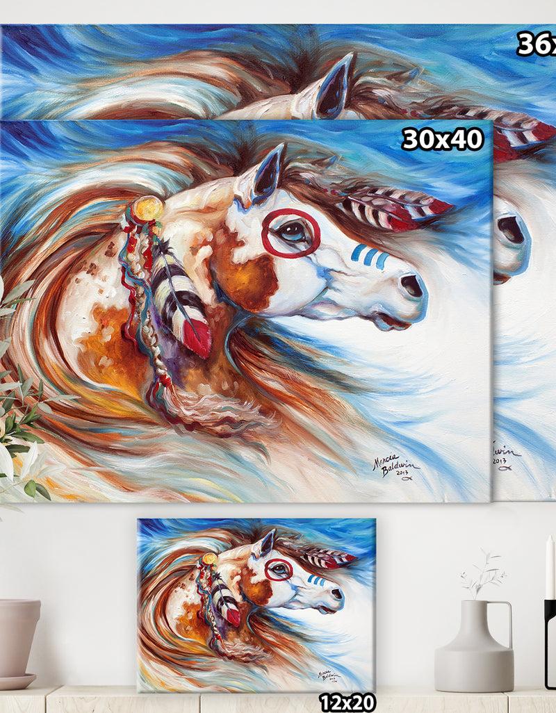 DesignQ Wind Of Thunder Indian War Horse - Cottage Canvas Art Print