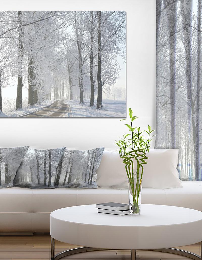 DesignQ Winter Rural Road in the Morning - Large Forest Artwork Canvas