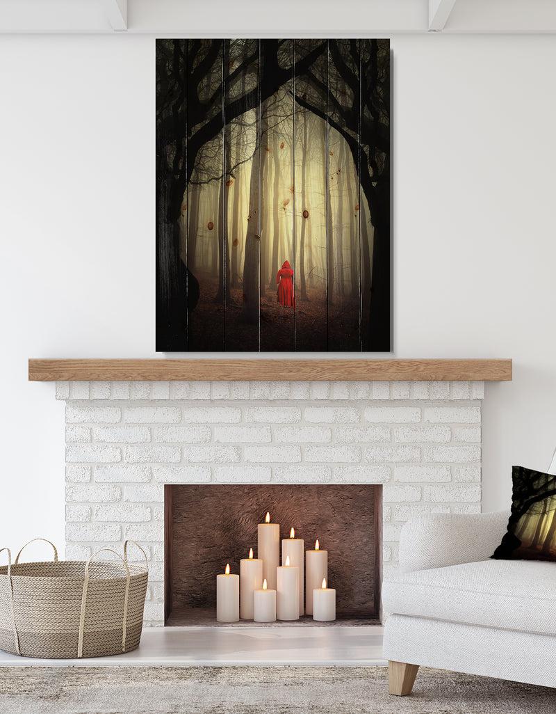 DesignQ Woman in the enchanted forest - Forest People Photographic Print on Natural Pine Wood