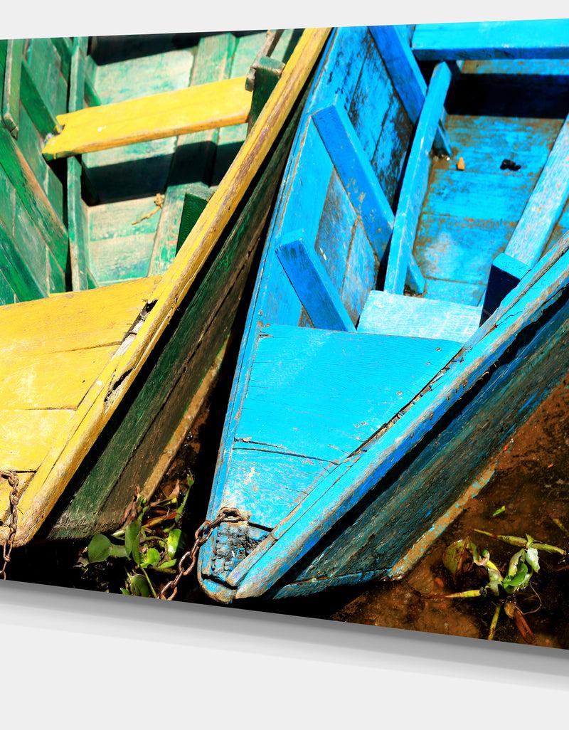 DesignQ Wooden Boats On Lake Phewa - Boat Canvas Artwork