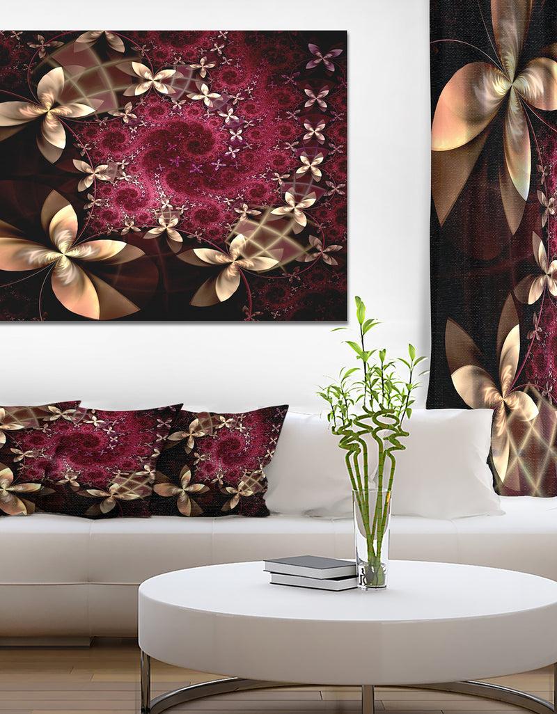 DesignQ Yellow And Red Fractal Flower Pattern - Abstract Wall Art Canvas